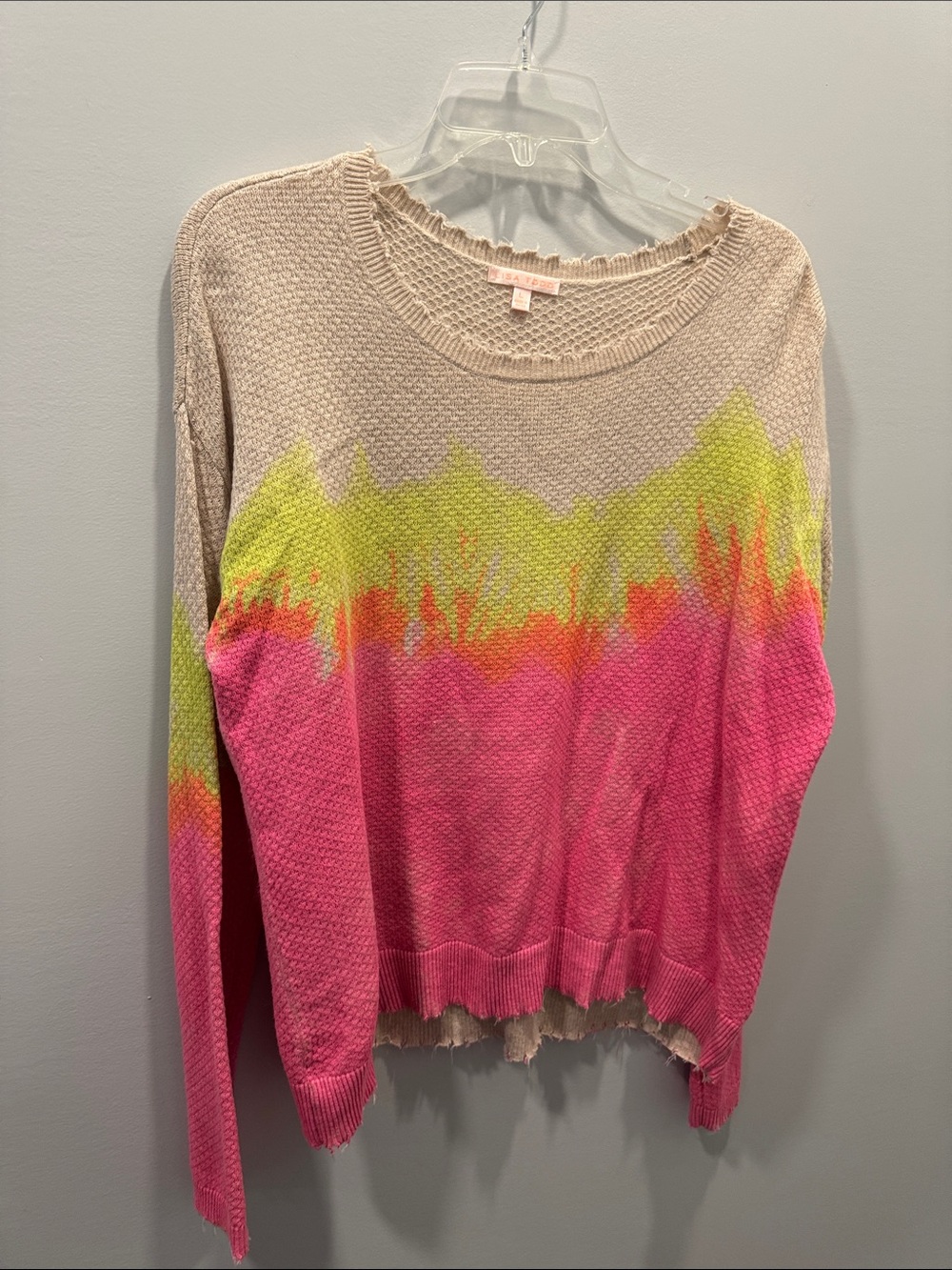 Lisa todd Neon Dip-Dye Pullover Sweater with frayed edges